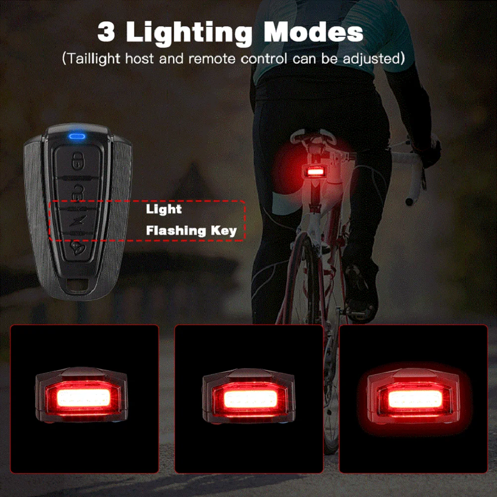 Hollarm Fietslicht Anti Diefstal Alarm Draadloze Waterdichte Auto Brake Sensing Afstandsbediening Usb Fiets Achterlicht Hoorn Lamp Alarm