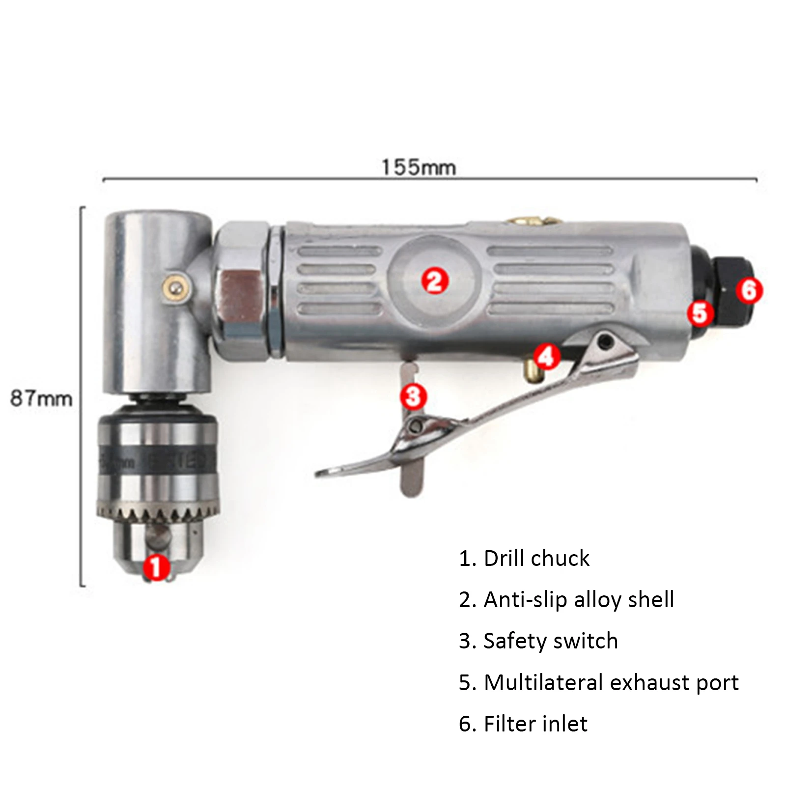 Mini Pneumatic Drill 90 Degree Elbow Air Drilling Machine Right Angle Air Punch Drill Grinding Polisher Mill Engraving Machine