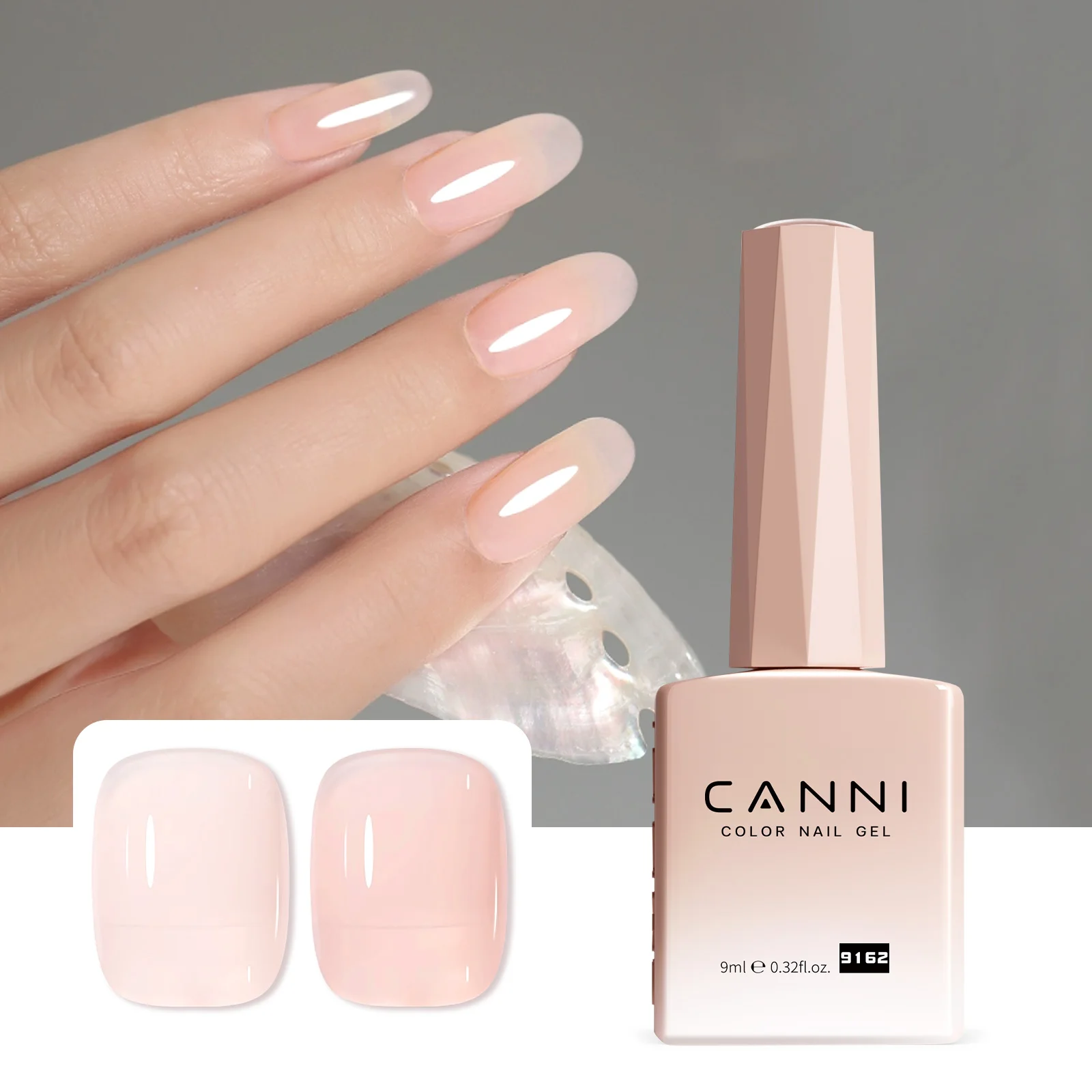 CANNI No TPO HEMA FREE Gel-Nagellack, 9 ml, französisches, durchscheinendes Gelee, Konsistenz, Soak Off UV-LED, semi-permanenter Gel-Rundpinsel – Detail 7