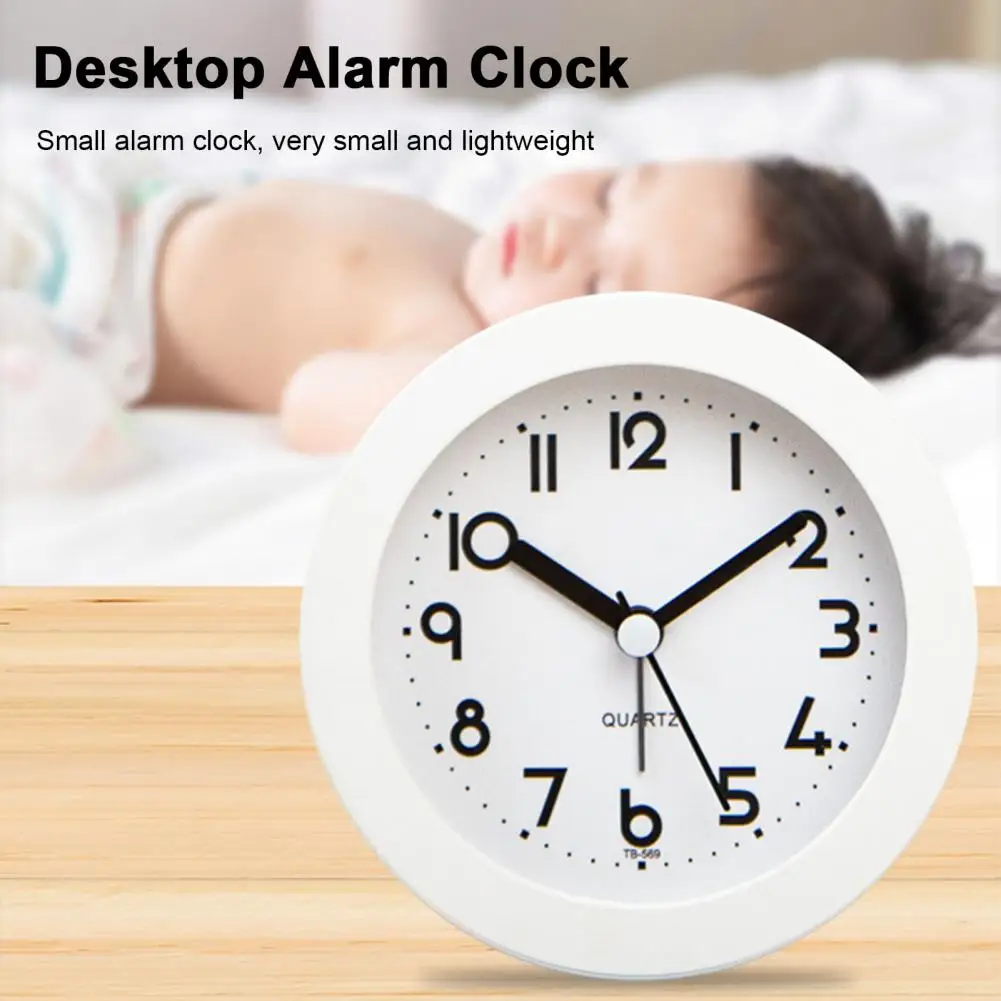 9.5cm Analog Alarm Clock Night Light Battery Operated Bedroom Desktop Digital Quartz Clock Battery Operated Clock Students Gift