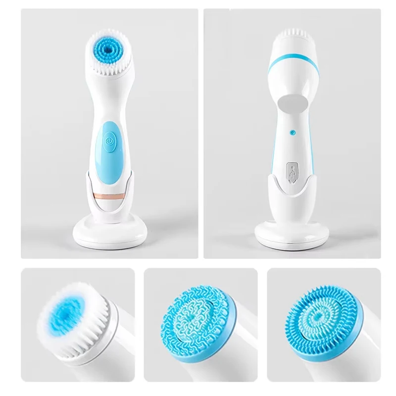 แปรงทำความสะอาดผิวหน้า เครื่องทำความสะอาดผิวหน้าแบบหมุน ขัดผิว กันน้ำ เครื่องสปาแบบหมุน เครื่องนวดทำความสะอาดผิวหน้า