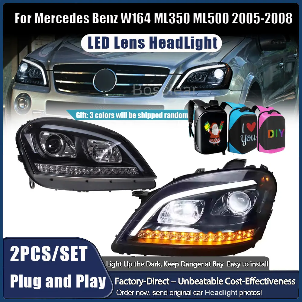 

Для Mercedes-Benz W164 светодиодные сигнальные фары DRL 2005-2008 ML350 ML300 ML320 ML500 фары автоаксессуары передние фары