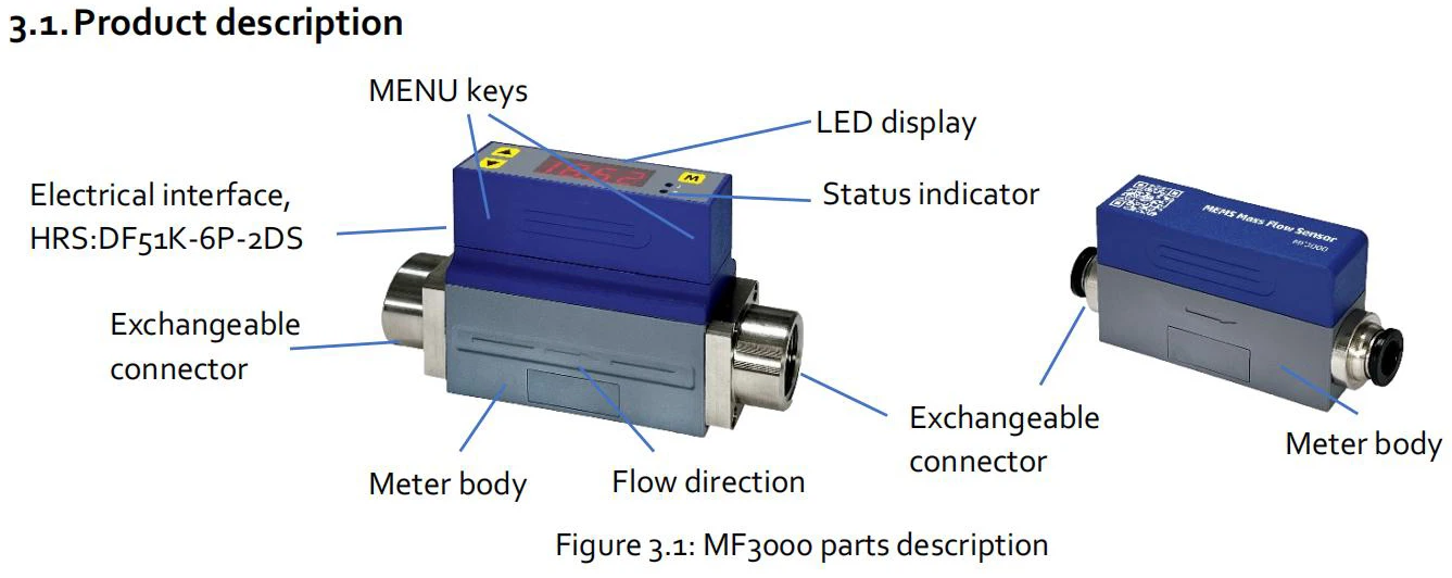 MF3000M Mini-Gas-Durchflusssensor Messbereich 0-1500SLPM Klemmverbindung mit Durchflussschalter – Detail 2