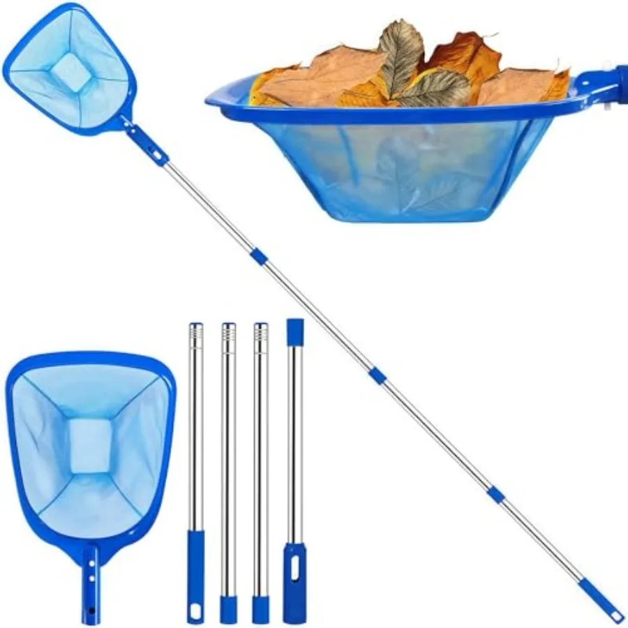 4BAOHUI Épuisette de piscine 185 cm, Épuisette de fond de piscine avec manche télescopique, Kit de nettoyage de piscine à maille réglable, Netto
