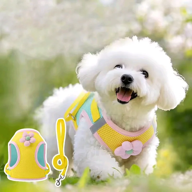 

Puppy Dog Reflective Pet Harness And Leash Set For Dog &Cat No Pull Dog Vest Harness With Breathable Mesh Chest Straps