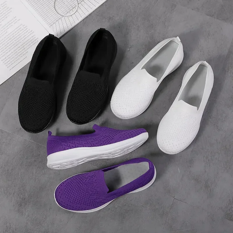 2022 Women Sneakers Outdoor Breathable Sneakers Women Walking Shoes Women Loafers Chunky Sneakers Slip on Shoes Large Size 35~42