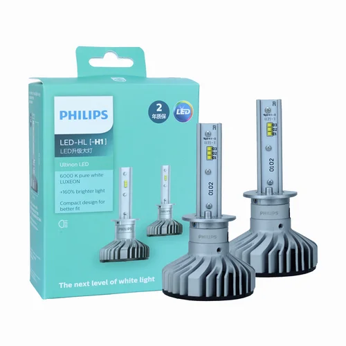 Imagen 1 del producto Philips LED H1 Ultinon LED Auto Hi/lo Beam 6000K Luz blanca fría + 160% Faro más brillante Diseño compacto 11258ULX2, par