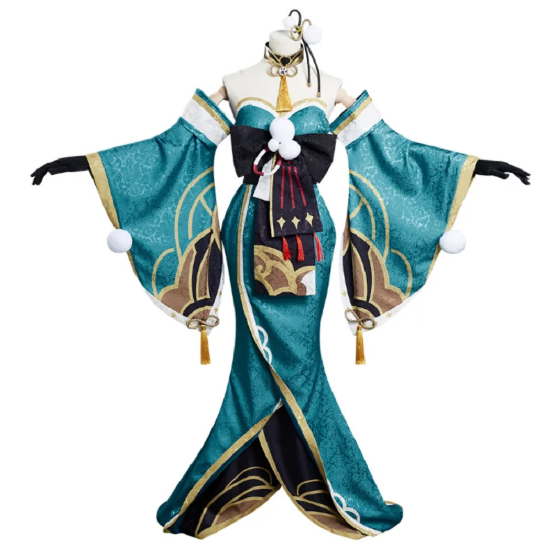 

Genshin Impact Ms Hina/Gorou Cosplay Costume Blue Female Uniform Halloween Carnival Adult Anime Set