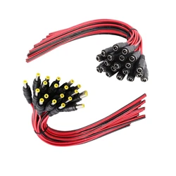 10pcs 5.5*2.1 mm Male Female Plug 12V Dc Power Pigtail Cable Jack for Cctv Camera Connector Tail Extension 12V DC Wire