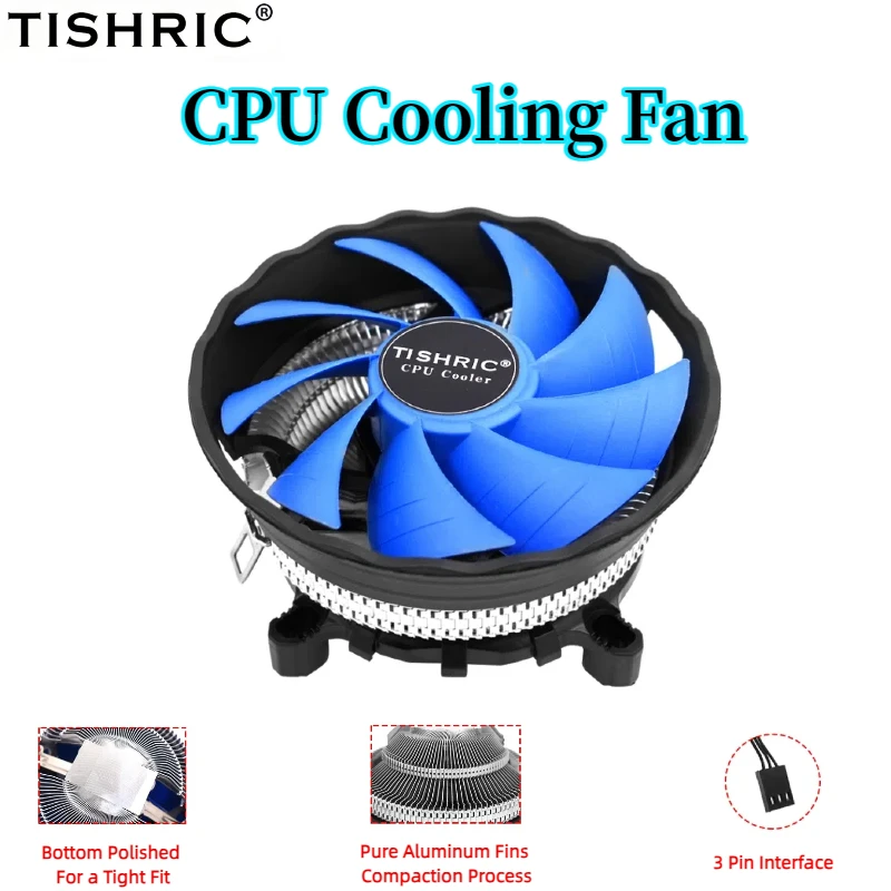 

TISHRIC Cooling Fan 3pin Interface 120 Quiet Fan CPU Coolers PWM 19dBA Mute Cooling Fan PC Processor Cooler for Intel AMD LGA