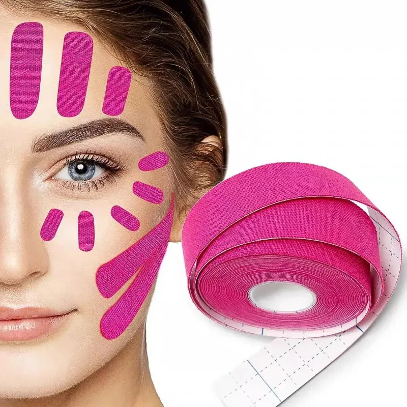 2,5/5 cm x 5 m Klebeband für Gesicht, V-Linie, Hals, Augen, Hebeband, Faltenentferner, Aufkleber, Gesichtsbandage, Elastica, 2,5 cm x 5 m