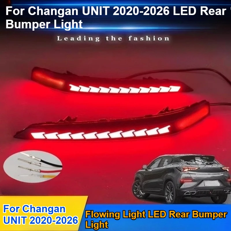 

For Changan UNIT 2020-2026 Rear Bumper Light Reflector Modified LED Brake Light Flowing Turn Signal Rear Fog Light Accessories