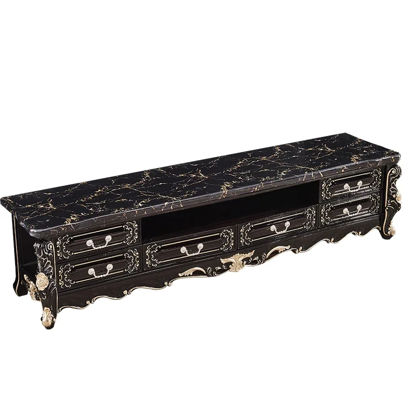 

Европейский шкаф для телевизора из цельного дерева, мраморный шкаф для гостиной, мебель из черного дерева