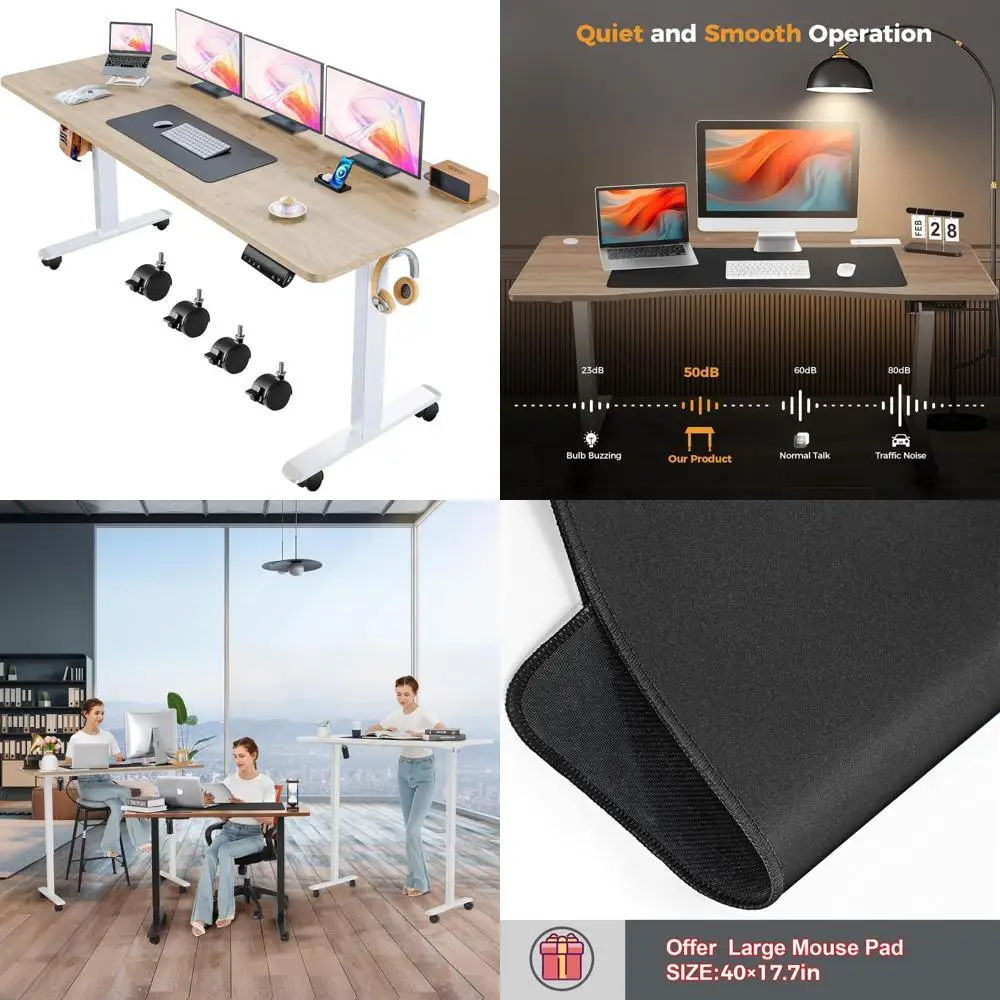 Adjustable Electric Standing Desk 70 x 27 with Dual Beam and Large Mouse Pad, Height Range 27-45 for Ergonomic Comfort