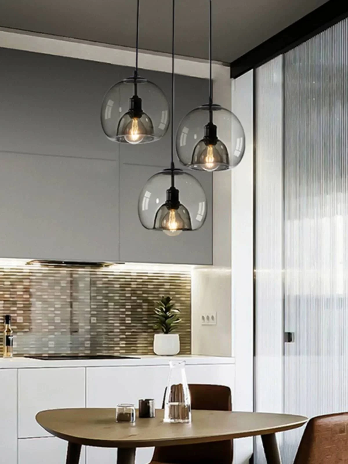 Persun Nordic restaurant glass chandelier tricolor light minimalist lighting light luxury retro restaurant Luminaire