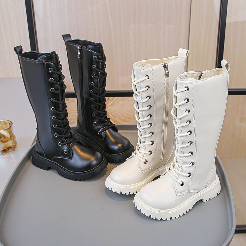 

Children Long Boots Soild Color Versatile Kids High Boots Round Toes Soft 2025 Autumn New Girls Fashion Boots Mid-calf Non-slip