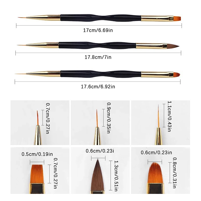 1/3PCS Ultradünner Linienzeichner Französischer Streifen-Nagelkunst-Liner-Pinsel-Set Doppelseitige UV-Gel-Malpinsel Maniküre-Werkzeuge – Detail 6