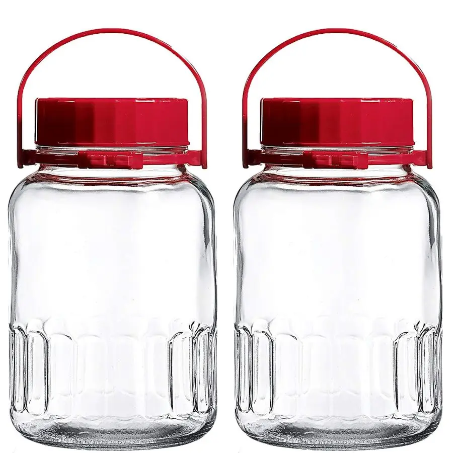 

Стеклянная банка объемом 1 галлон с широким горлом, герметичной пластиковой крышкой и носиком для розлива, для хранения сухих продуктов, консервирования, банка Мейсона, контейнер для сырых продуктов