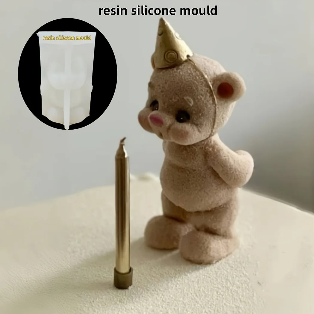 DNEJIU Cute Bear Silicone Mold for DIY Candles, Resin Crafts & Home Decor - 3D Blowing, No Electricity Needed, Perfect for