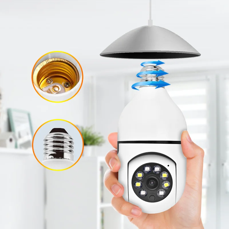 

4MP iCsee APP E27 Lamp Head Socket PTZ IP Dome Camera AI Humanoid Full Color Home Security Baby Monitor