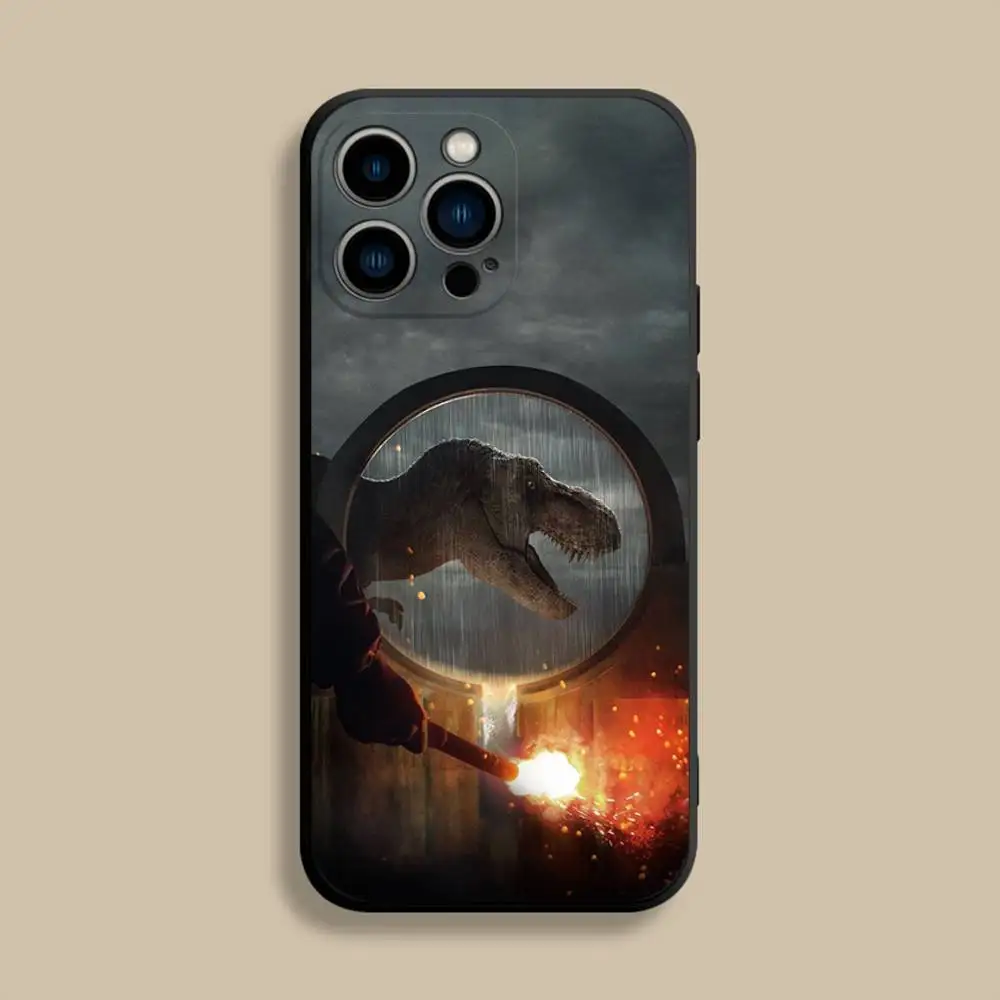 J-Jurassic P-Park W-World iPhoneケース iPhone 17,16,15,14,13,12,Pro,Max,Plus,E,SE4,Air,Mini対応 ブラック ソフトカバー