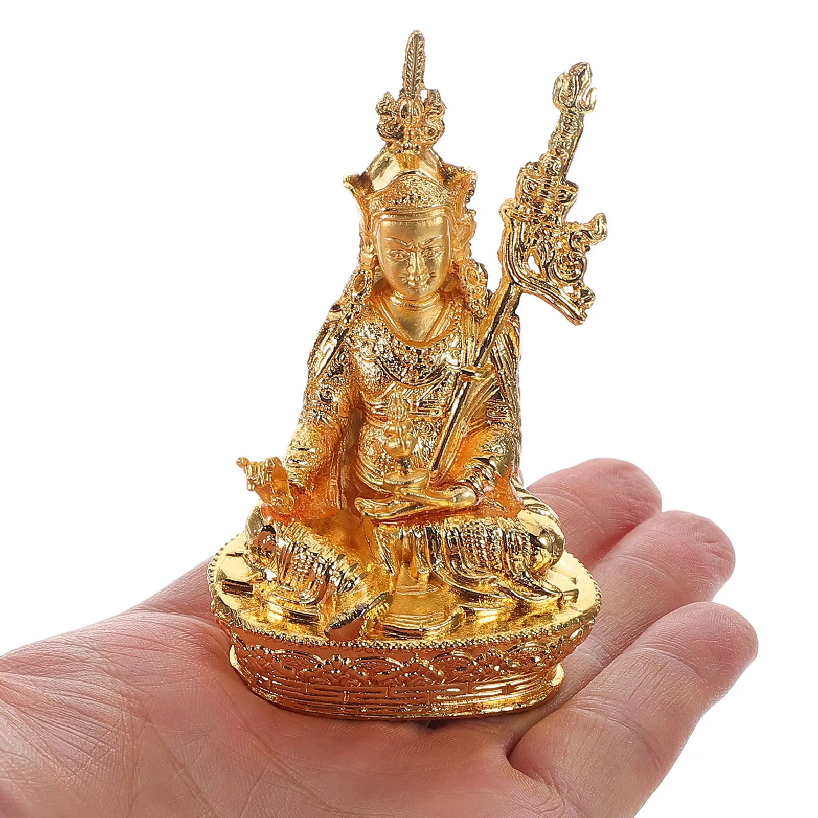 Exquisite Copper Alloy Vintage Buddha Statue Tabletop Decor Temple Interior Decor Buddhist Breath Home Adorn Retro