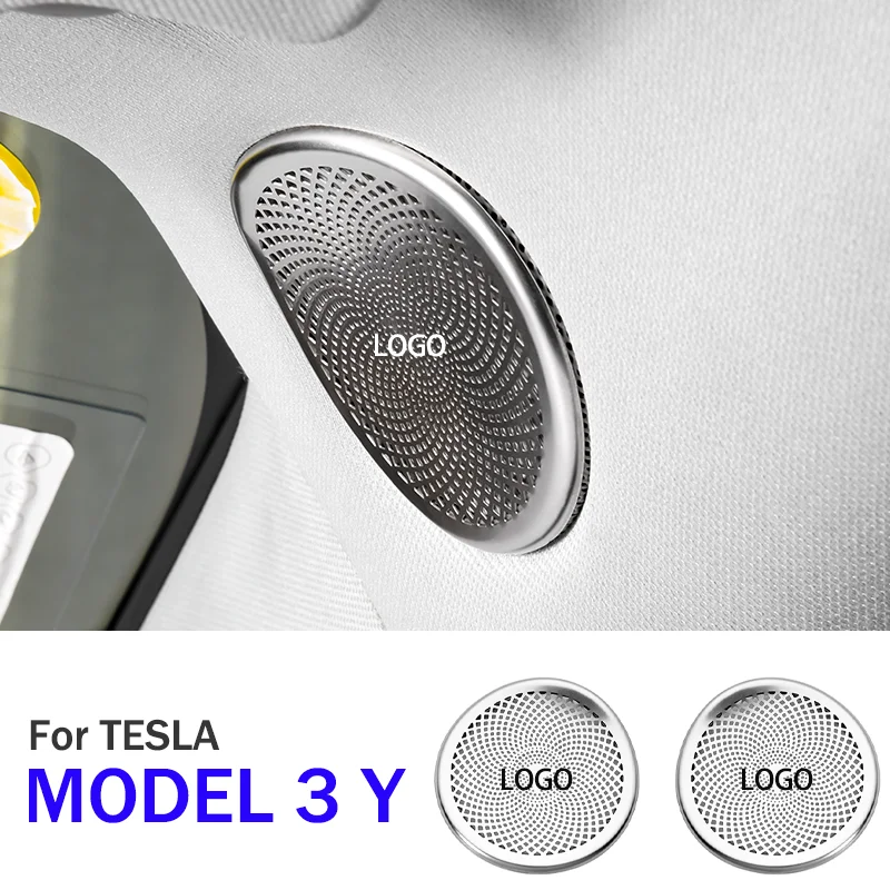 

Car Door Loud Speaker Cover Trim Sticker For Tesla Model 3 Y Styling Interior Decorative Accessories