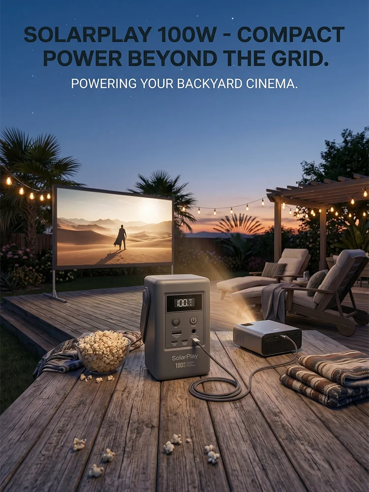 SOLARPLAY Q100 25000mAh Tragbare Powerstation 96.2Wh Li-Ion-Akku 100W Tragbare Energiebank mit USB-Ausgang, für Camping, Zuhause, Wohnmobil,Aufladen von Mobiltelefonen und Computern, Reiten im Freien
