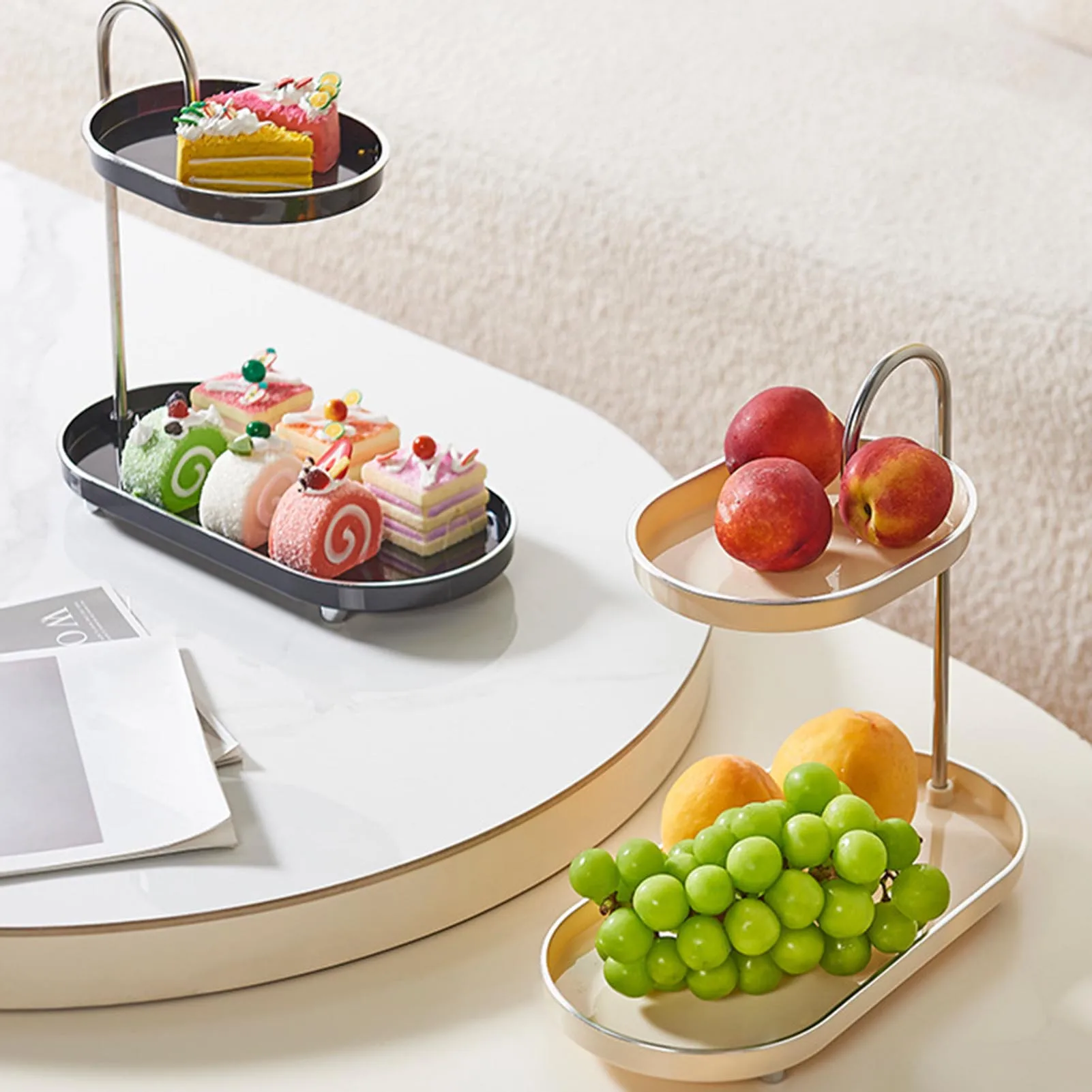 

Double Layer Vanity Shelf Rack Luxurious Style Perfume Organizer Tray Suitable for Moisturizing Cream