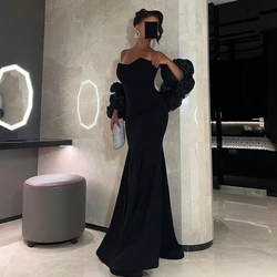 Sexy Women's Evening Gowns Black 3D Flowers Jacket 2024 Special Occasion Gowns Mermaid Sweetheart Wedding Party Gowns for Women