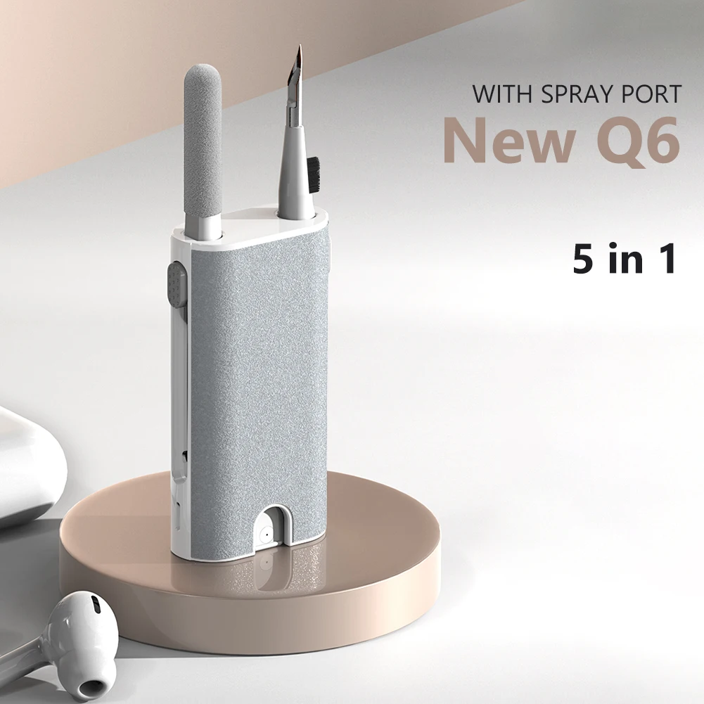 

5 in 1 Phone Screen Cleaning Tools with Spray Port Portable Headset Cleaning Tool Multifunctional Accessories for Airpods 3