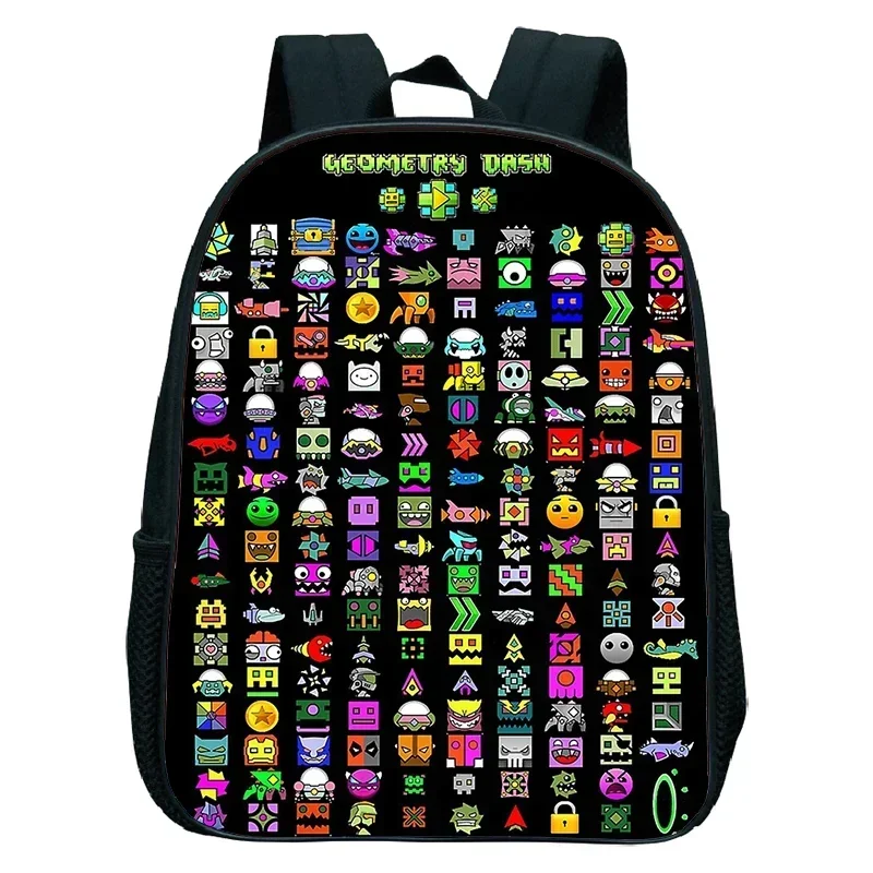 Ransel Taman Kanak-kanak Angry Geometry Dash Ransel Anak Laki-laki Perempuan Tas Buku Kecil Anime Tas Sekolah Kartun Anak-anak Ransel Anak-anak