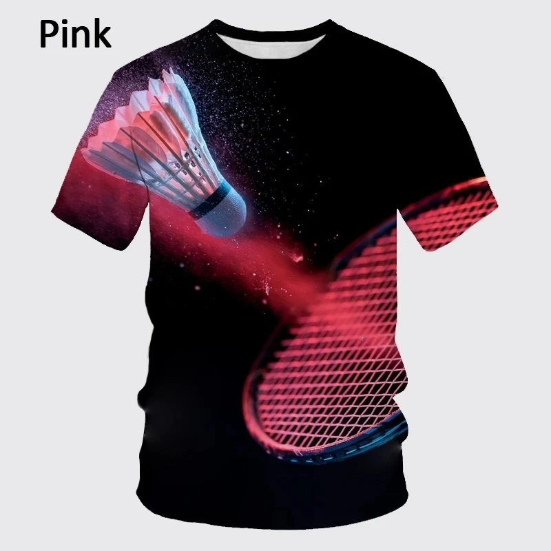 Latest Popular Sports Badminton Series Image Printed T-shirt for Men Cool Fun Creative Round Neck Fashion Plus Size Top