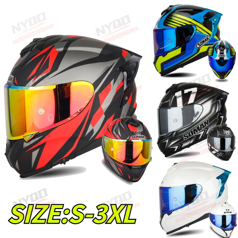 SOMAN Motorcycle Helmet for Men and Women in All Seasons Anti Fall Protection, Comfortable, Breathable and Safe Riding Equipment
