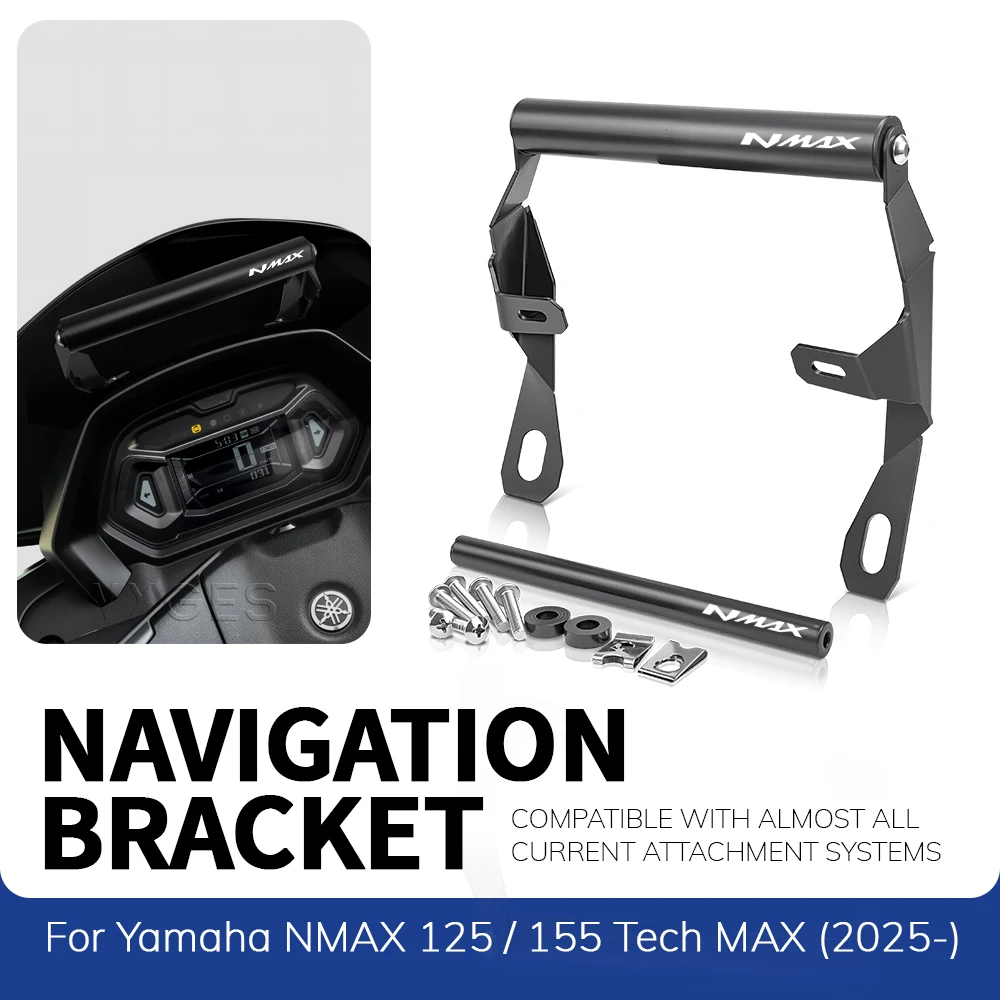 For Yamaha NMAX 155 125 NMAX155 Tech MAX 2025- Motorcycle Navigation Bracket GPS Mount Device Carrier SMART PHONE Adapt Holder