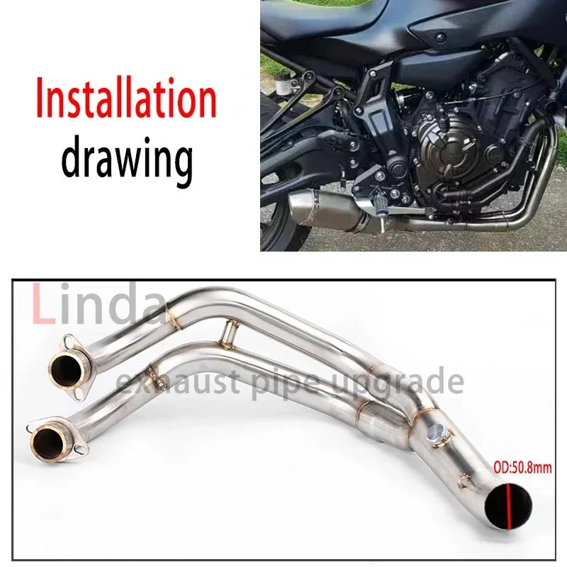 

Voor Yamaha MT07 MT-07 FZ07 2014 -- 2023 R7 2021 - 2023 Motorcycle Exhaust Full System Front Pipe Modified 51mm Muffler Slip on