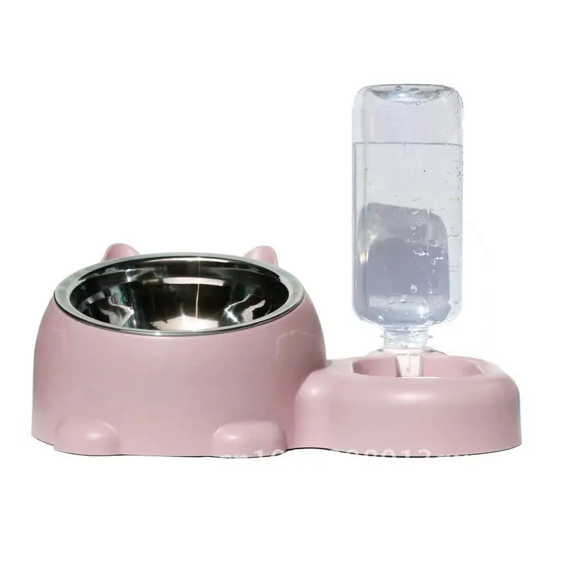 

Pet Supplies Automatic Feeding Stainless Steel Cat Dog Bowl Cross-Border One-Piece Design Available in Multiple Colors