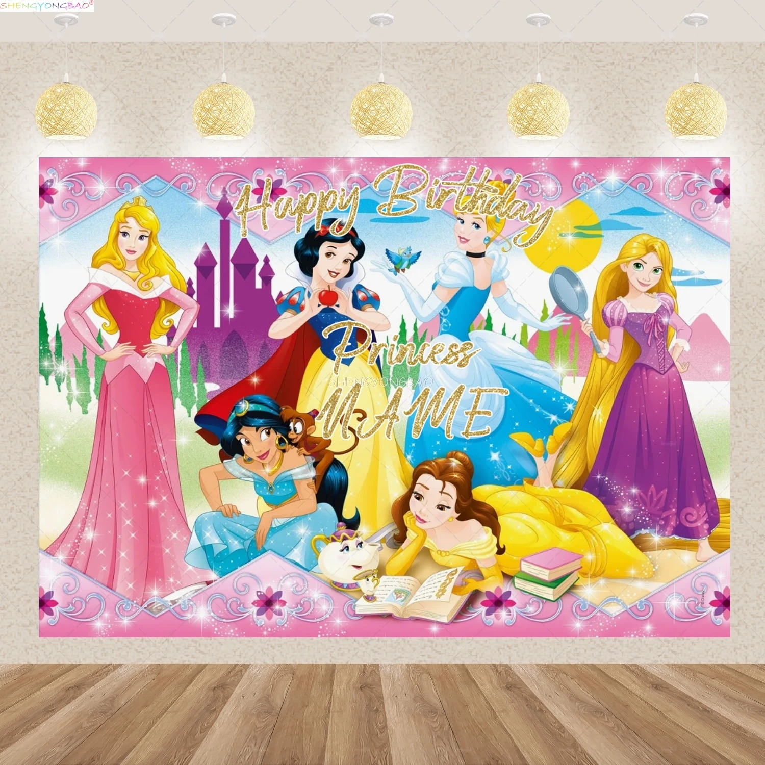 

Disney Princess Cinderella Belle Photography Backdrops Snow White Girl Kids Baby Birthday Party Portrait Studio Background FM-05