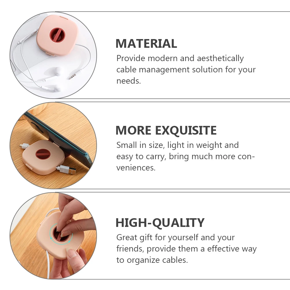 

4pcs Data Cable Storage Box Cord Management Case Headphone Winder Charging Cables Earphone Organizer ABS Material Small Size