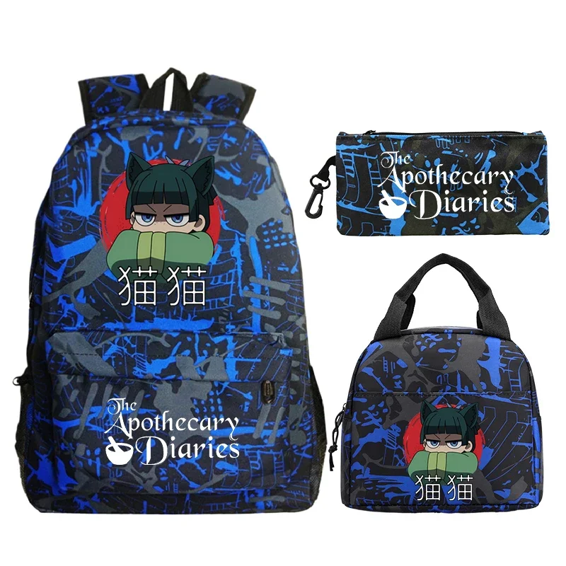 3Pcs The Apothecary Diaries Anime School Bags Set for Girls Boys with Lunch Box Pencil Case Manga Maomao Backpack Travel Daypack