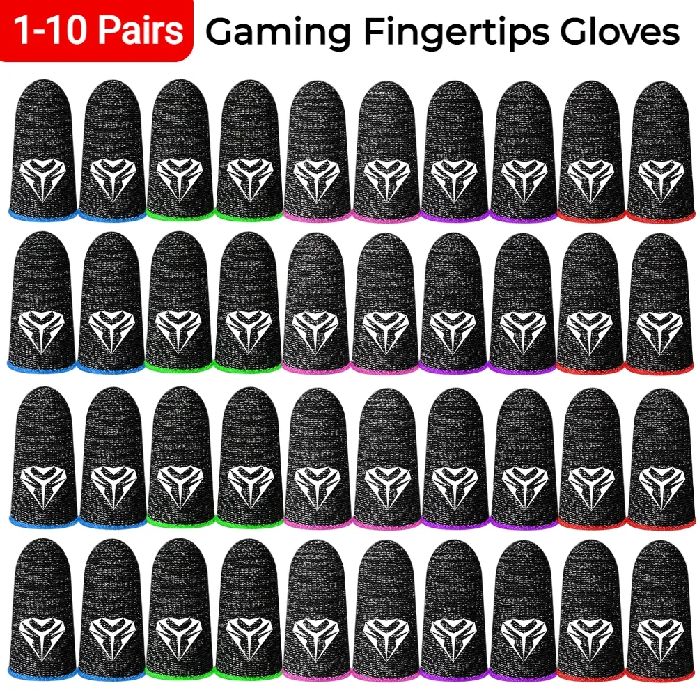 1-10Pairs Mobile Game Fingertip Glove Sweatproof Anti-slip Touch Screen Finger Sleeve Breathable Gaming Fingertip Cover For Game