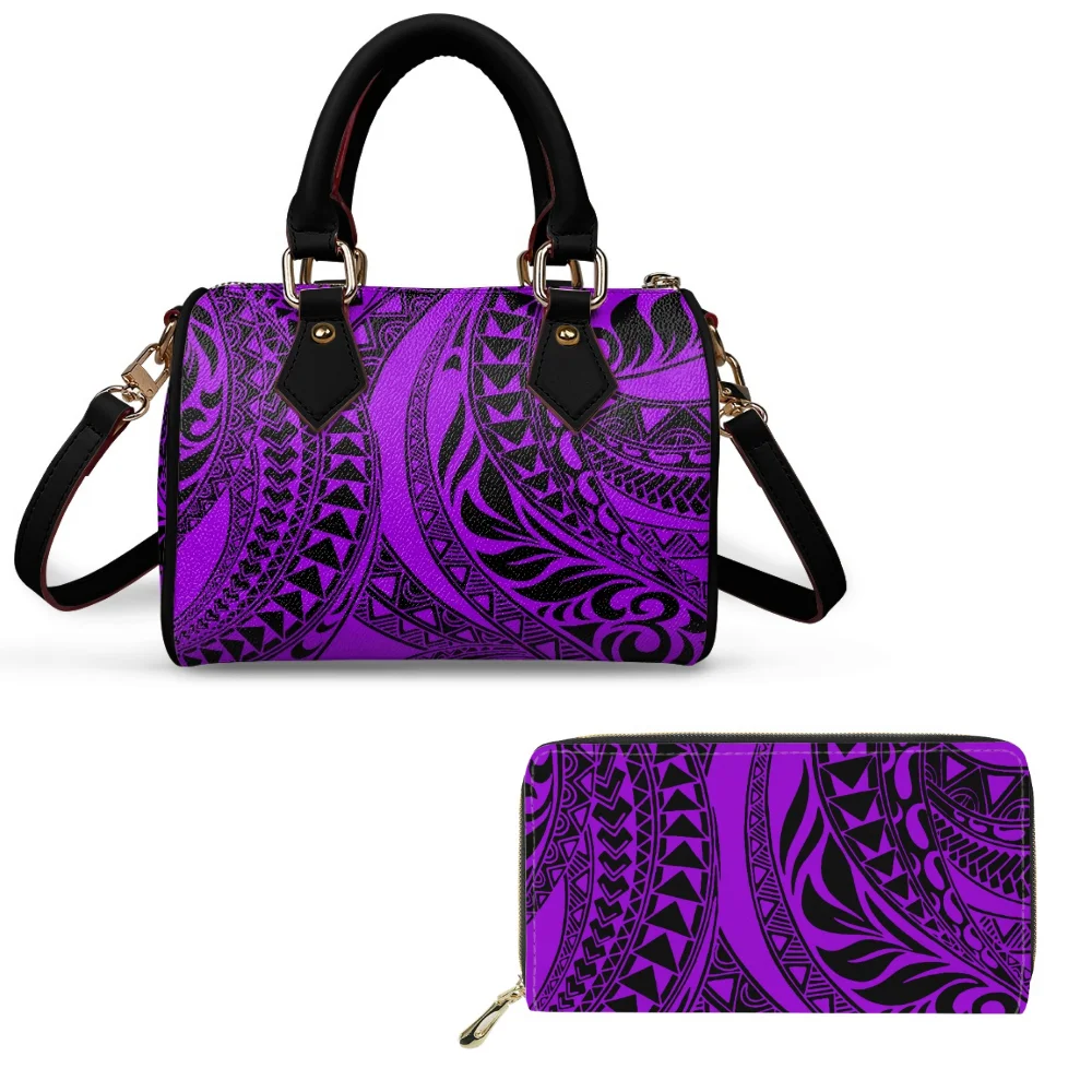 

Комплект из 2 предметов, женская модная сумка-тоут и кошелек, гавайский цветочный принт, самоанская женская сумка через плечо, полинезийская подушка, сумка и кошелек