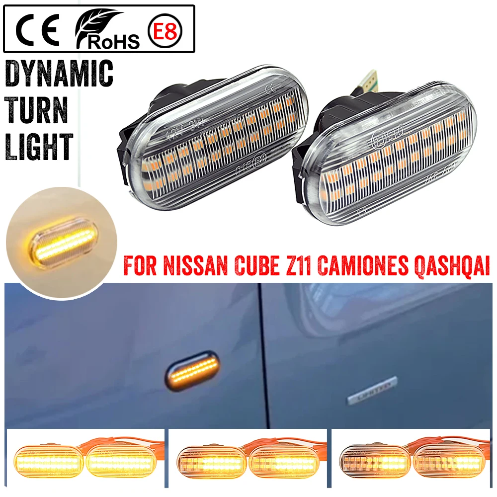Luces LED de posición lateral dinámicas 2160-AX000 para Nissan Tiida C11 Note E11 NE11 Armada Versa Navara D40 Qashqai J10
