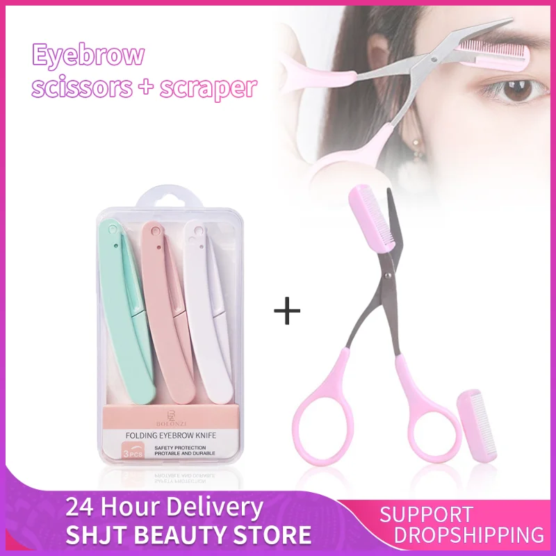 Eyebrow Trimmer Scissor Beauty Products for Women Eyebrow Scissors with Comb Stainless Steel Makeup Tools Beauty Scissors