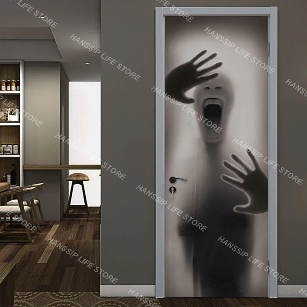 Halloween Horror Ghost Door Sticker Removable PVC Waterproof Door Sticker Living Room Home Decoration Lifelike Bloody Hand Mural - view 4