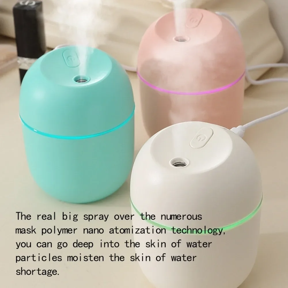 USB Car Humidifier LED Light 220ML Essential Oil Diffuser Car Air Purifier Aroma Mist Maker
