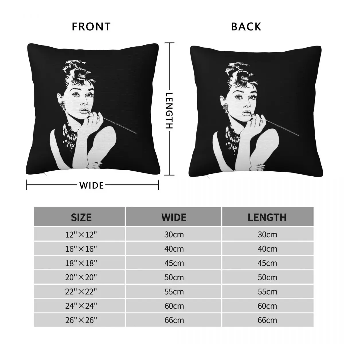 Breakfast At Tiffany's Audrey Hepburn Square Pillowcase Polyester Linen Velvet Printed Zip Decor Pillow Case Bed Cushion Cover