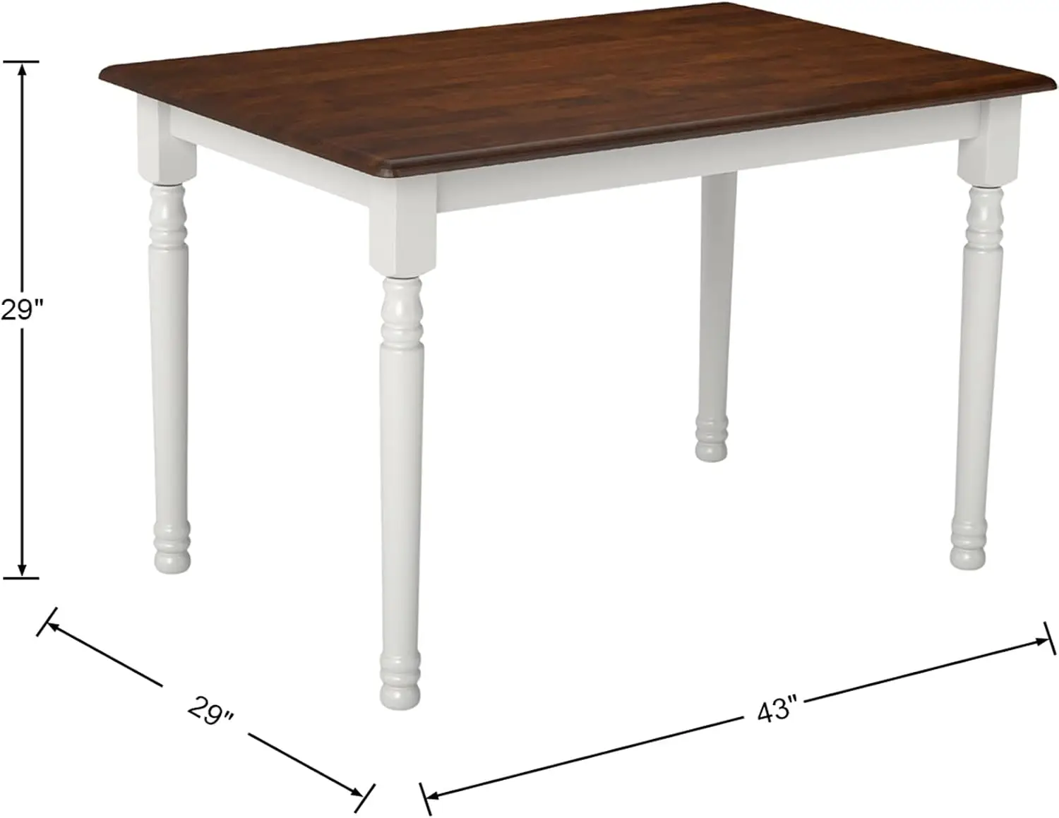 Compact Wooden Dining Table Two Four Users Rectangle Kitchen Desk Apartment Space Saving Walnut Surface White Legs