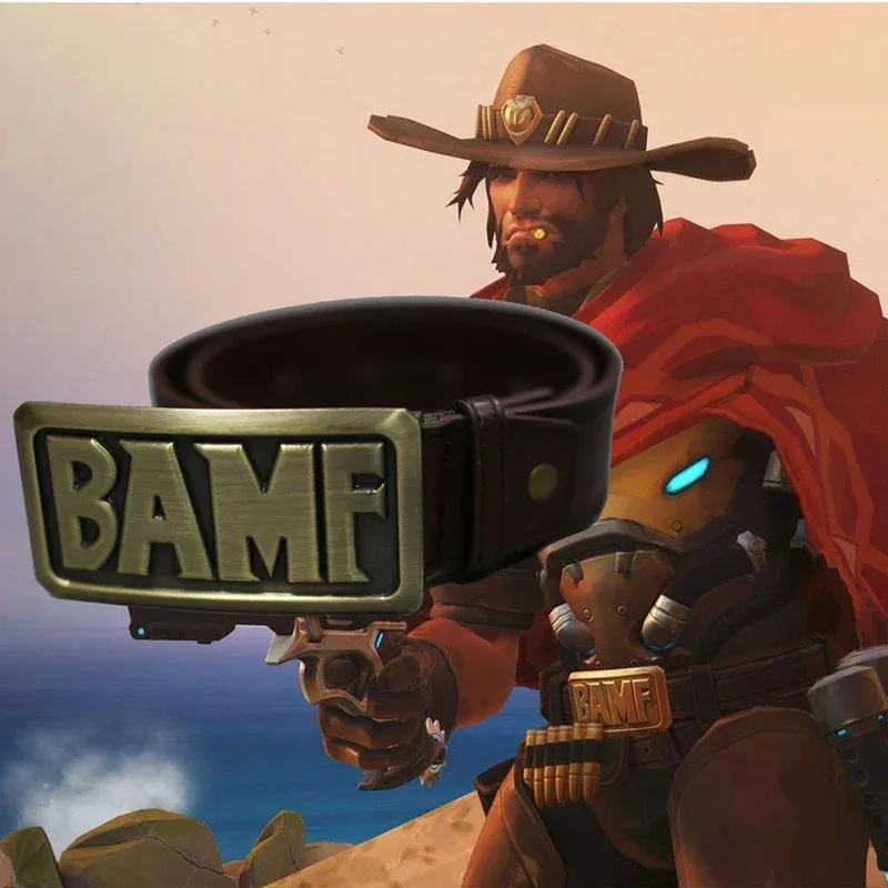 Часы Over Mccree Cos, ковбойская металлическая медная пряжка Bamf с кожаным ремнем для мужчин и мальчиков, карнавальный костюм, пояса NM35