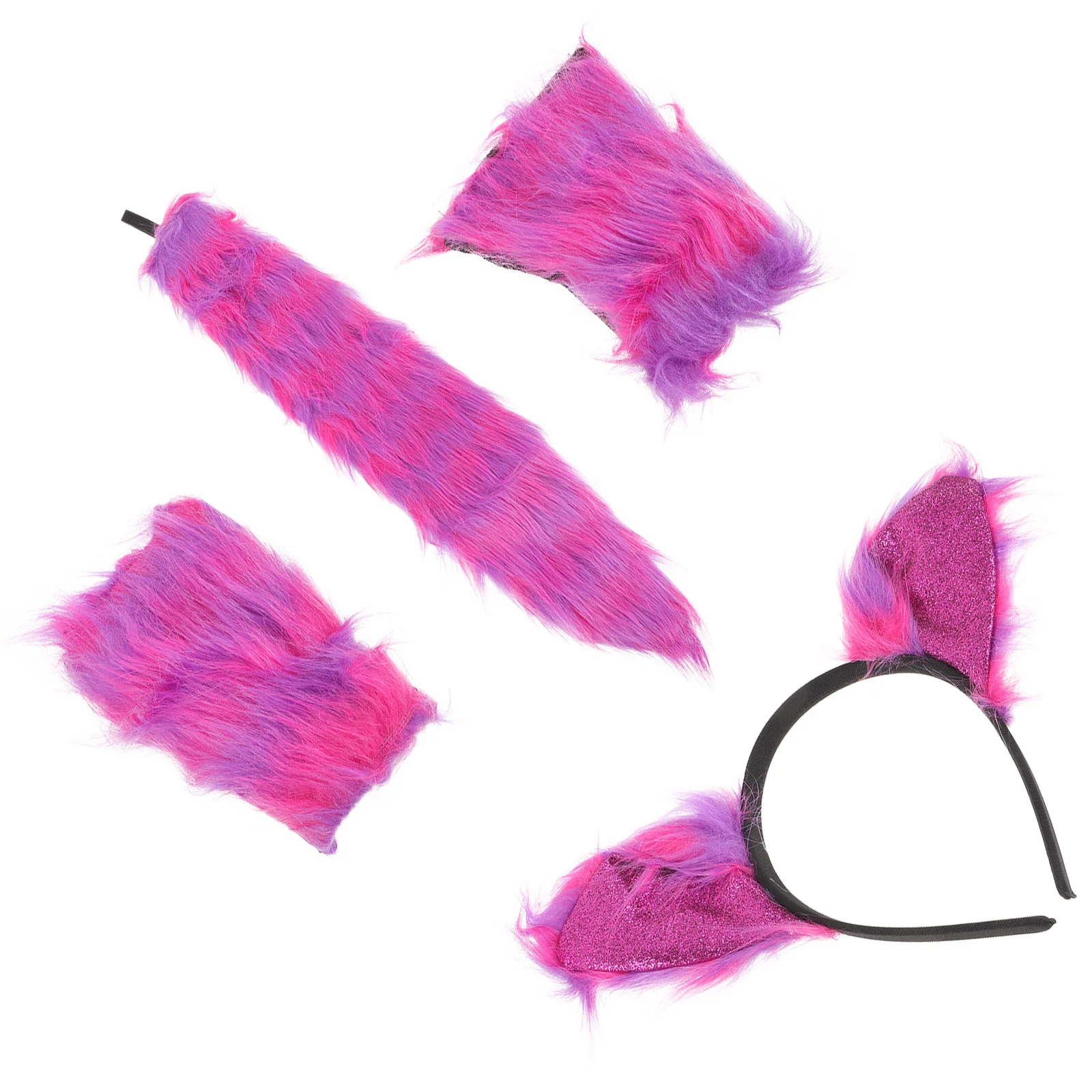 Furry Fox Tail Gloves para crianças, Acessórios para o cabelo da orelha, Traje para Role Play, Halloween, Fox